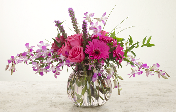 vase of pink flowers