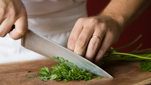 knife chopping parsley